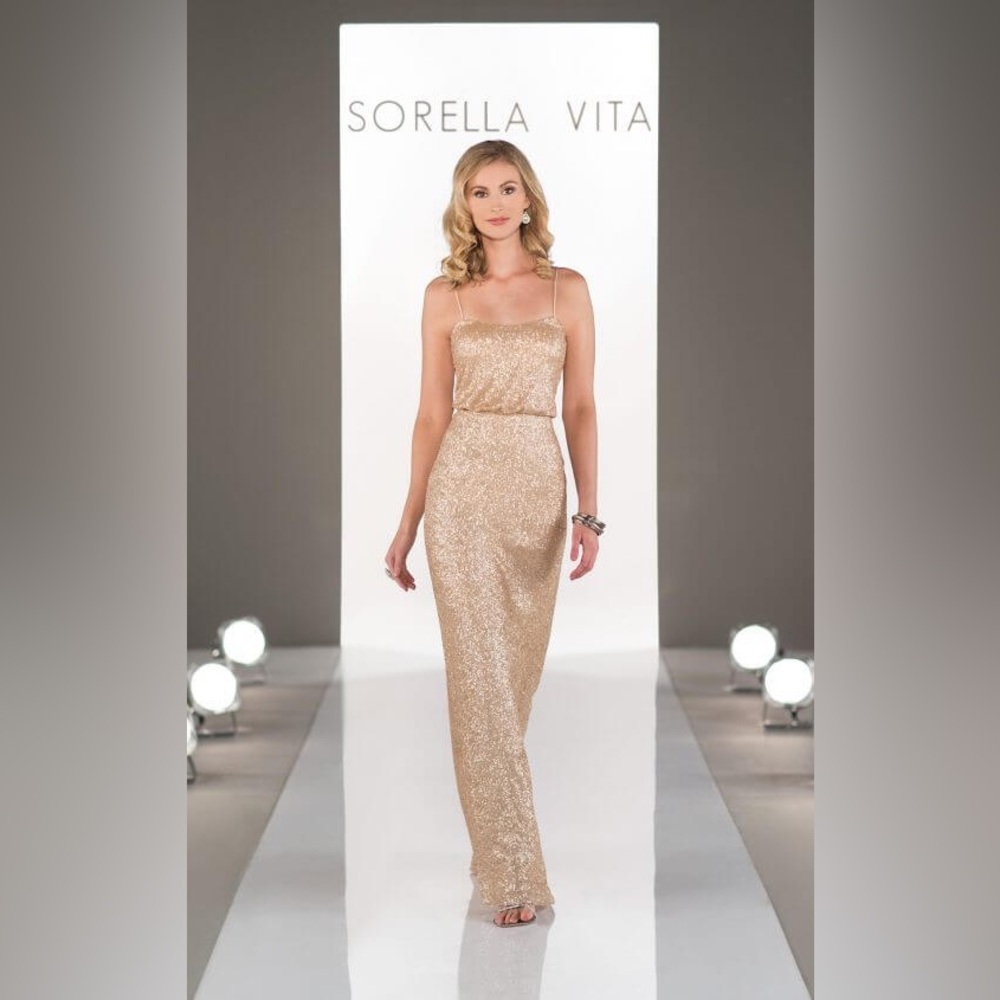 Sorella Vita Rose Gold Sequin Evening/Bridesmaid/Bridal Gown/Dress -Size USA 12